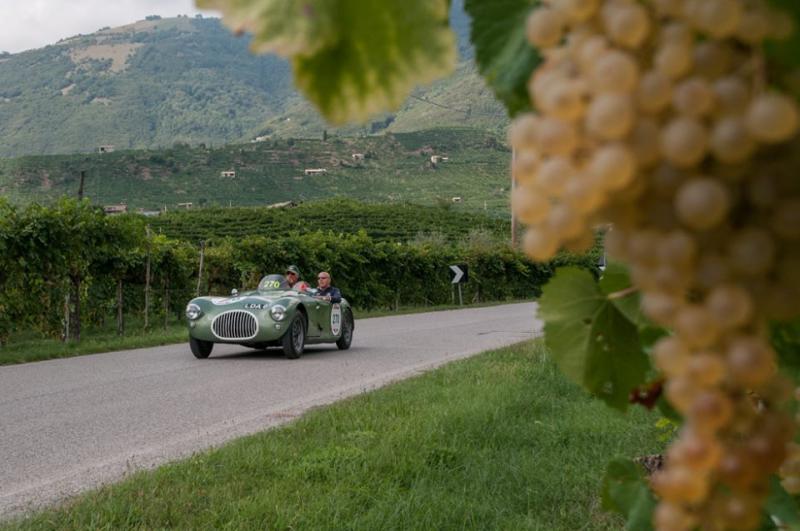 Weinstraßenin der Hügellandschaft des Prosecco Superiore